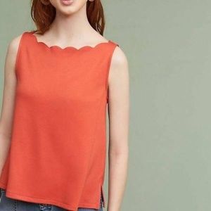 Anthropologie eri + ali orange/coral tank top sz Med Boat Neck